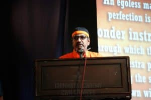 Chinmaya IAS Academy member giving public speak at career guidance program