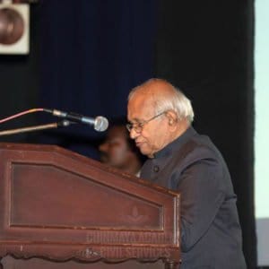 Chief guest giving public speak at Chinmaya IAS Academy