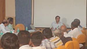 Chinmaya faculties at guest lecture presentation room with guest lecturer at Chennai