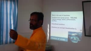 Chinmaya member explaining his points to IAS Students at seminar