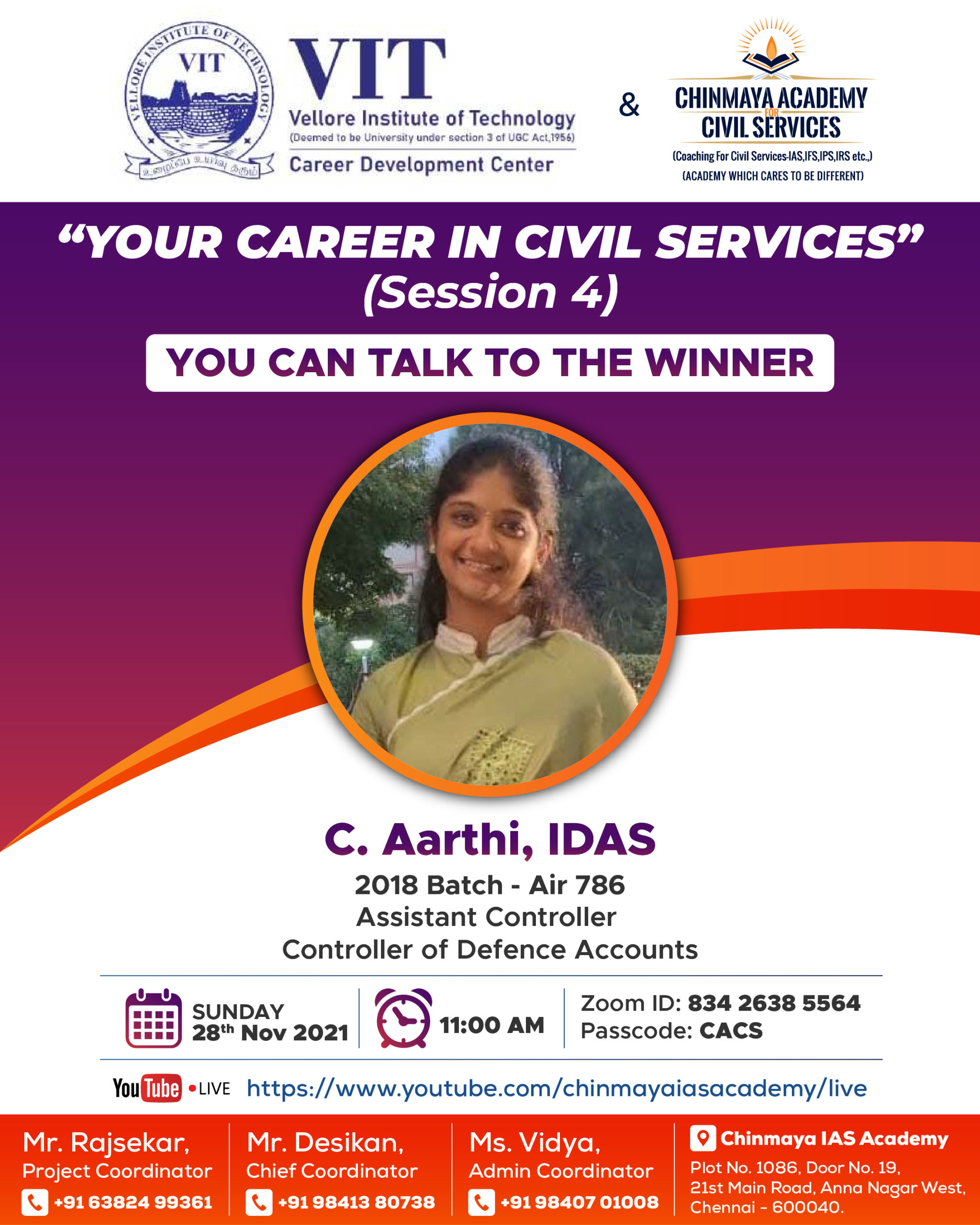 poster on your career in civil services session 4 by Chinmaya IAS Academy